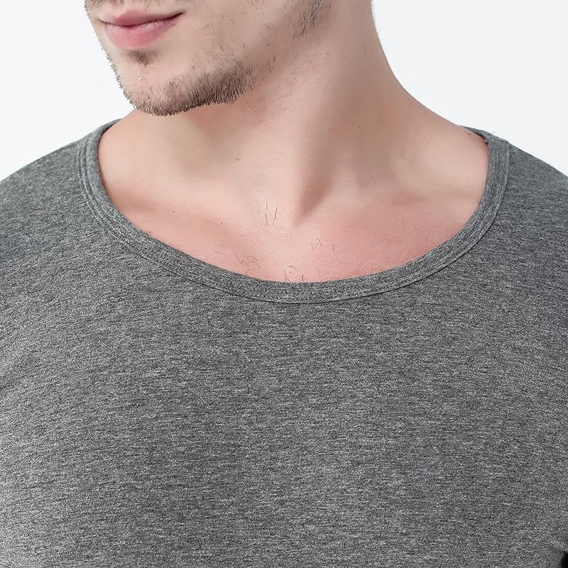 Men's Slim Fit Cotton Flannel Base Layer Set - Youth Round Neck Thin Autumn Underwear