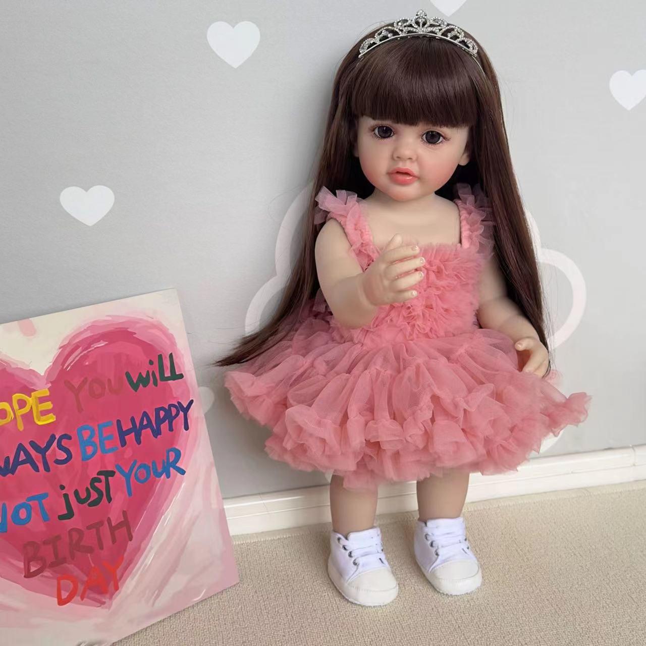 55cm NPK Full Silicone Realistic Reborn Doll in Pink Dress - Betty 55cm