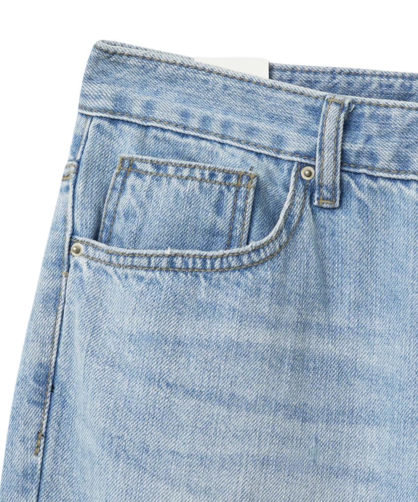 NOIRER FOR WOMAN Cotton Loose Flare Pants (Light Blue)