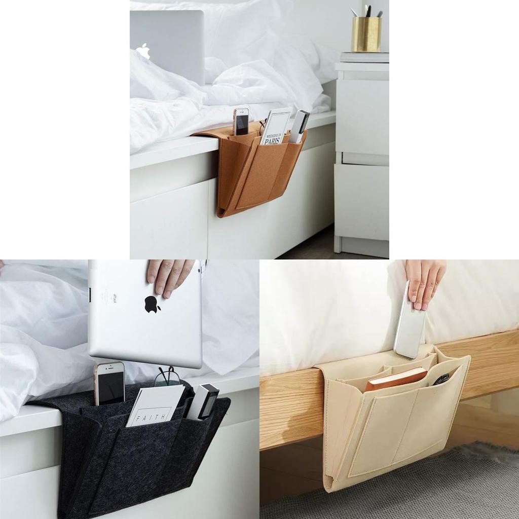 Felt Hanging Organizer For Bedside With Remote And Phone Storage