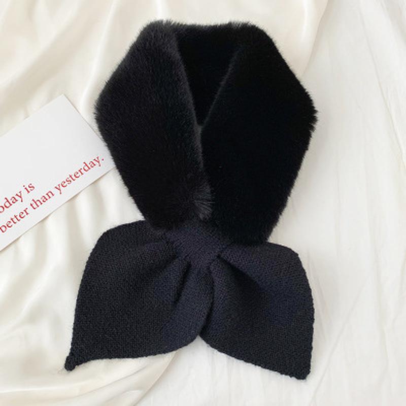 Inverno Mulheres Cruz Tiras de Pele Sintética Xale Cachecol Macio para o Pescoço Meninas Senhoras Outono Inverno Cachecol Tricotado