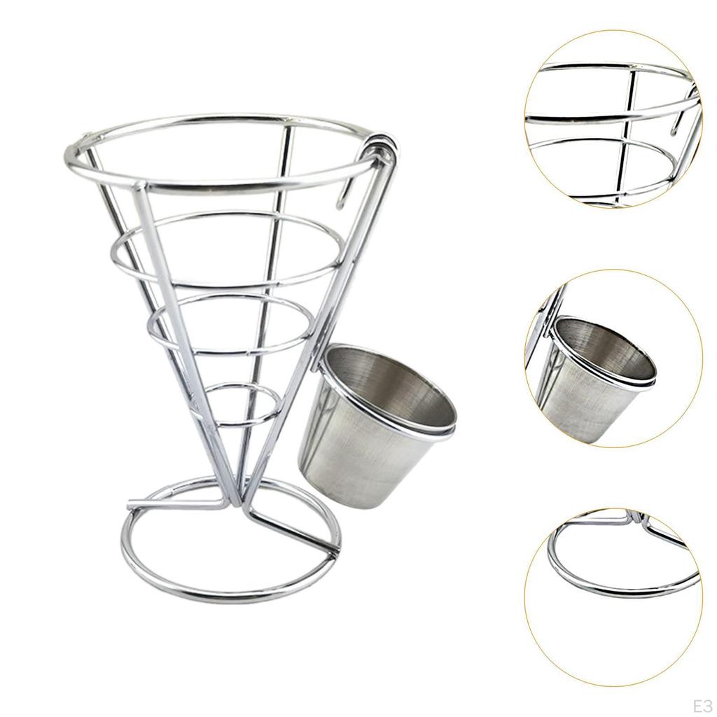 Cone-shaped French Fry Holder, Display Rack for Fried Chicken, Reusable Basket