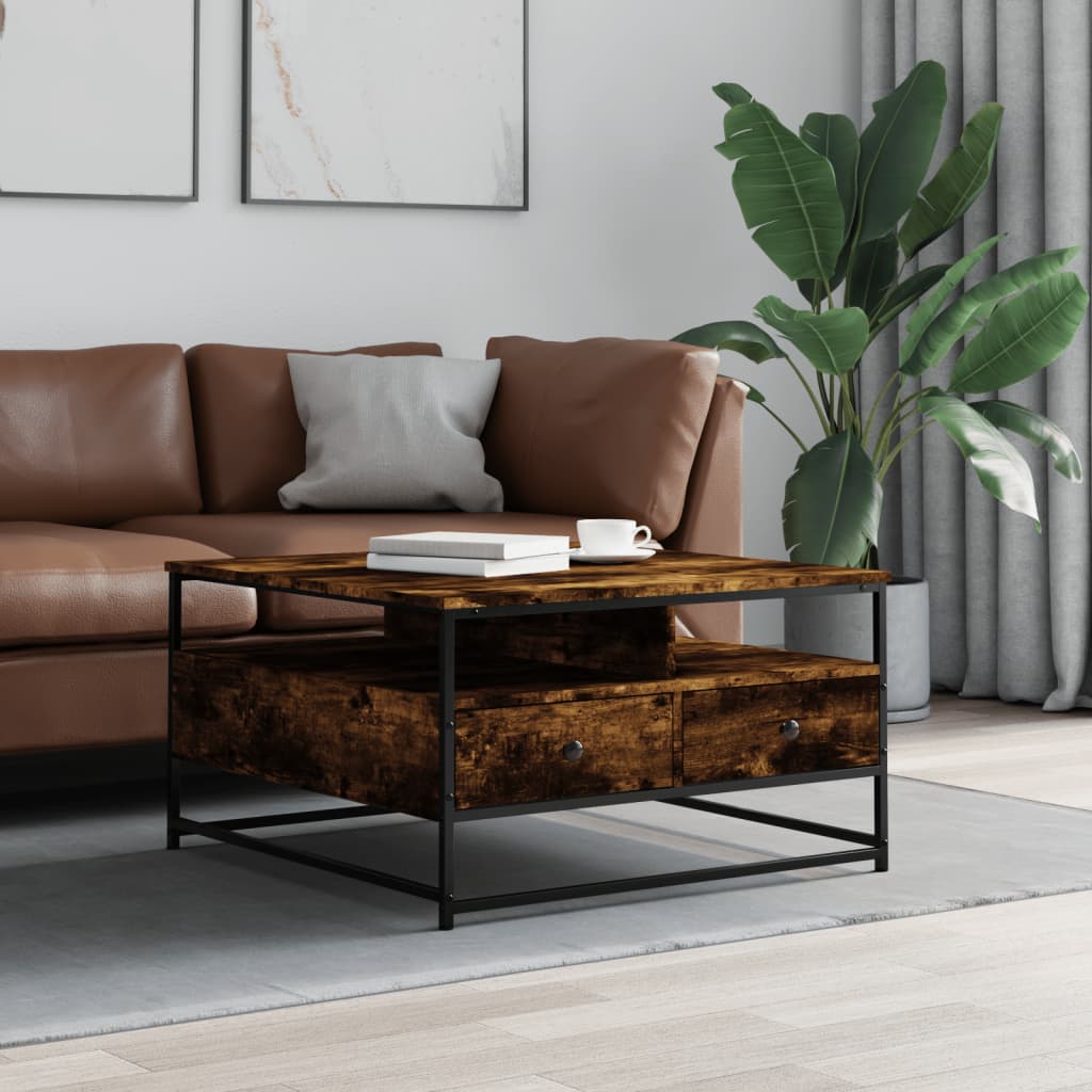 Coffee Table Smoked Oak 80x80x45 cm Wood Based Material