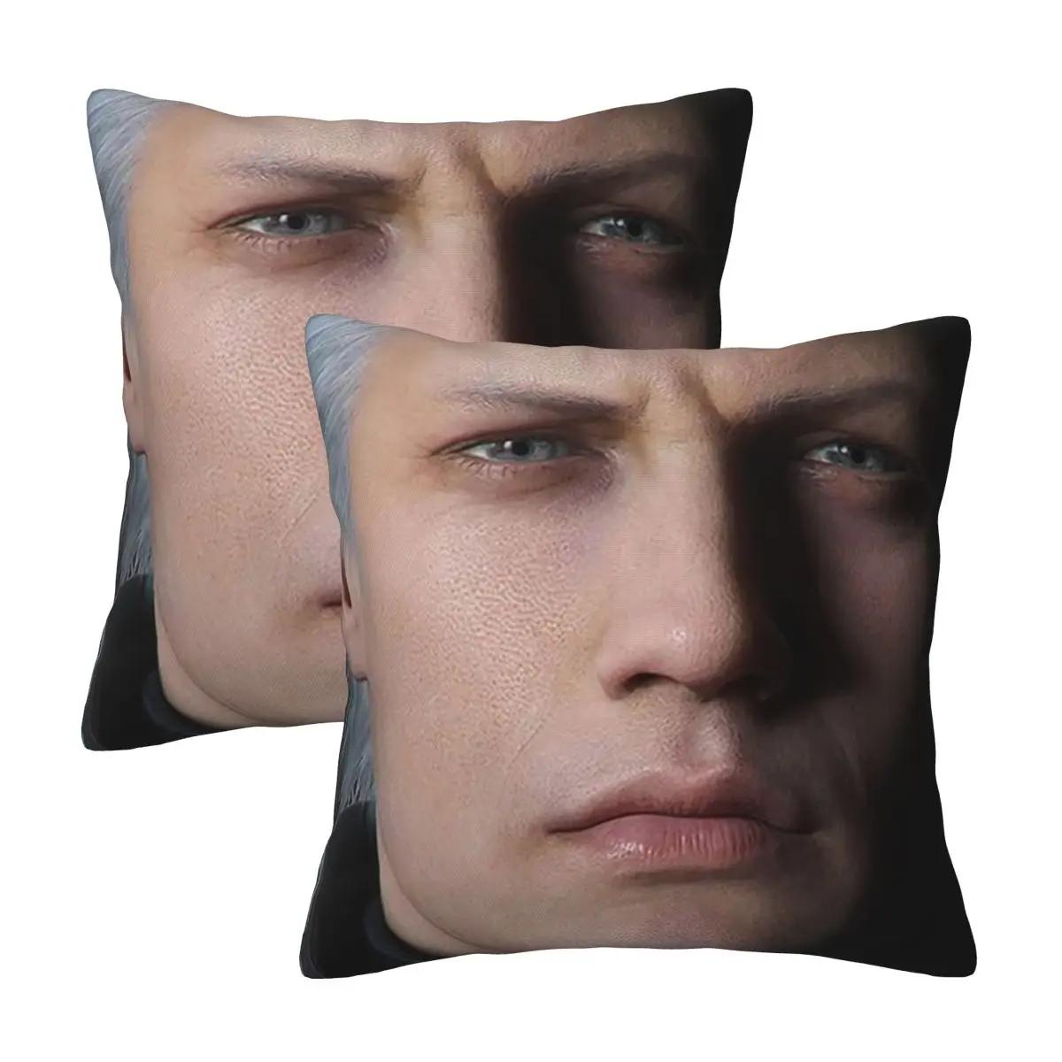 Devil May Cry 5 - Vergil Poster 2 Pcs Square Pillowcase Pillow Cover Cushion Decor Comfort Throw Pillow For Home Living Room Peach skin 18*18(CM)-2Pcs