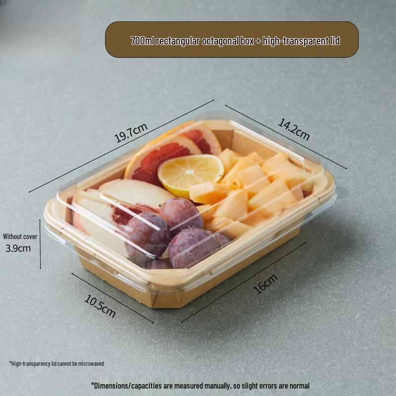 

Thickened Disposable Kraft Paper Takeaway Food Containers with PET Lids