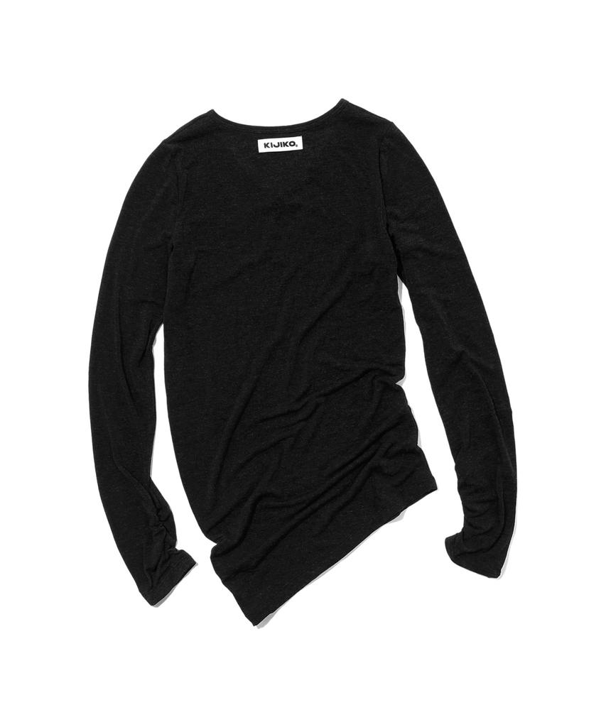 KIJIKO Ke311. Curved Sheer Tee Charcoal