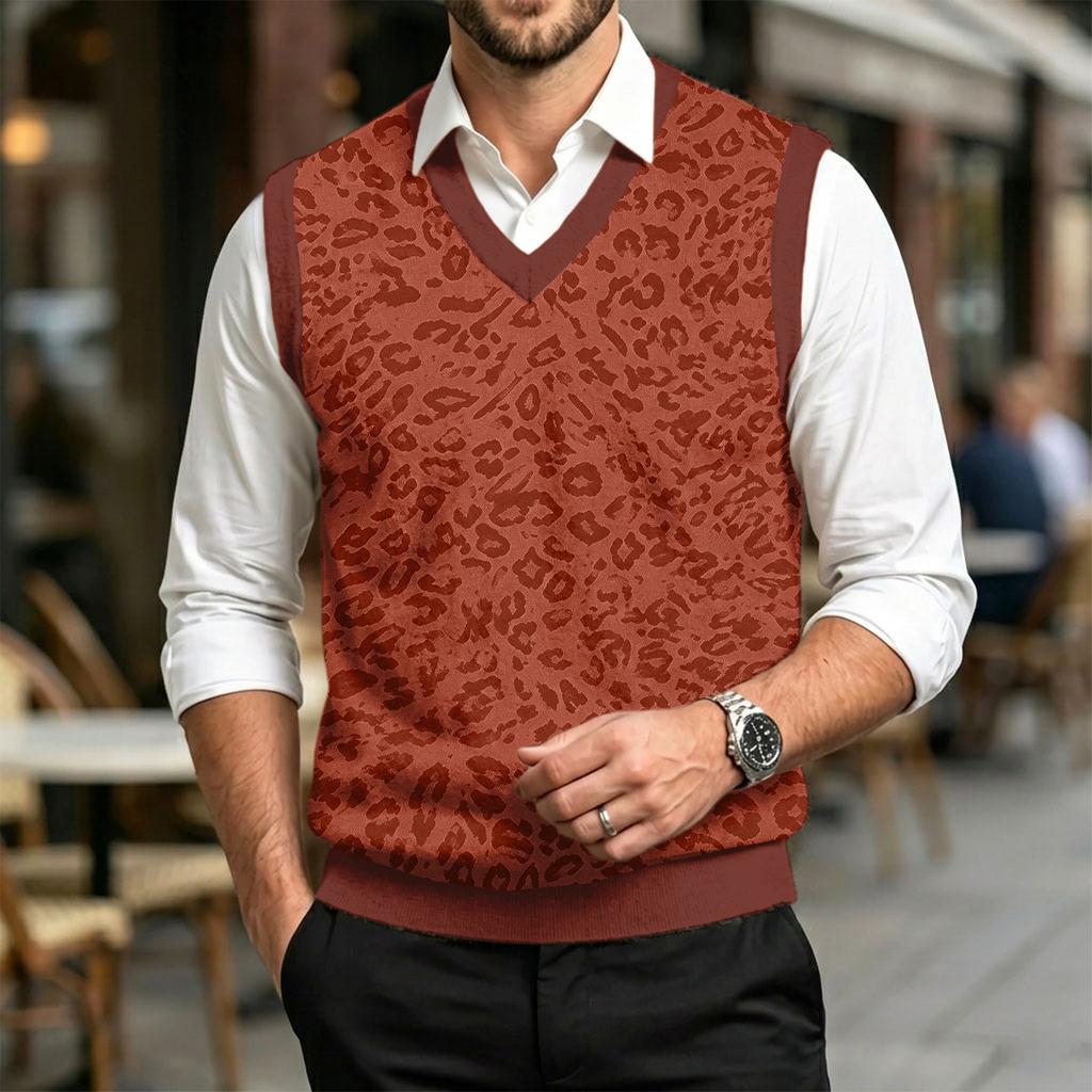 Vestă pulover tricotată cu decolteu în V pentru bărbați, fără mâneci, din lână, pentru uzura zilnică la muncă