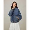 INMAN Women's Retro Stand Collar Short Denim Bomber Jacket