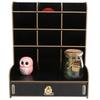 Wood Desktop Bookshelf Multi Function Pen Holder Stationery Box for   Use(Black )