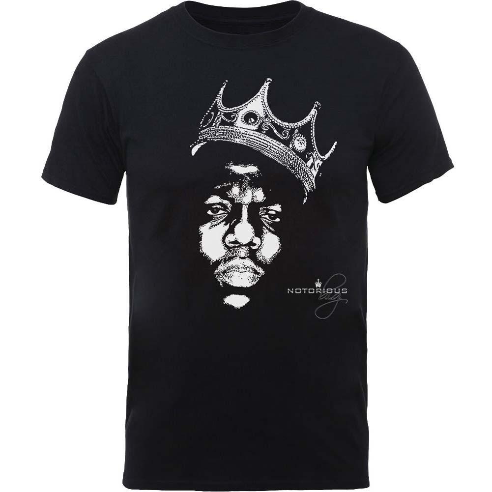 Herren Notorious B.I.G. Krone Gesicht Slim Fit T-Shirt Groß Schwarz