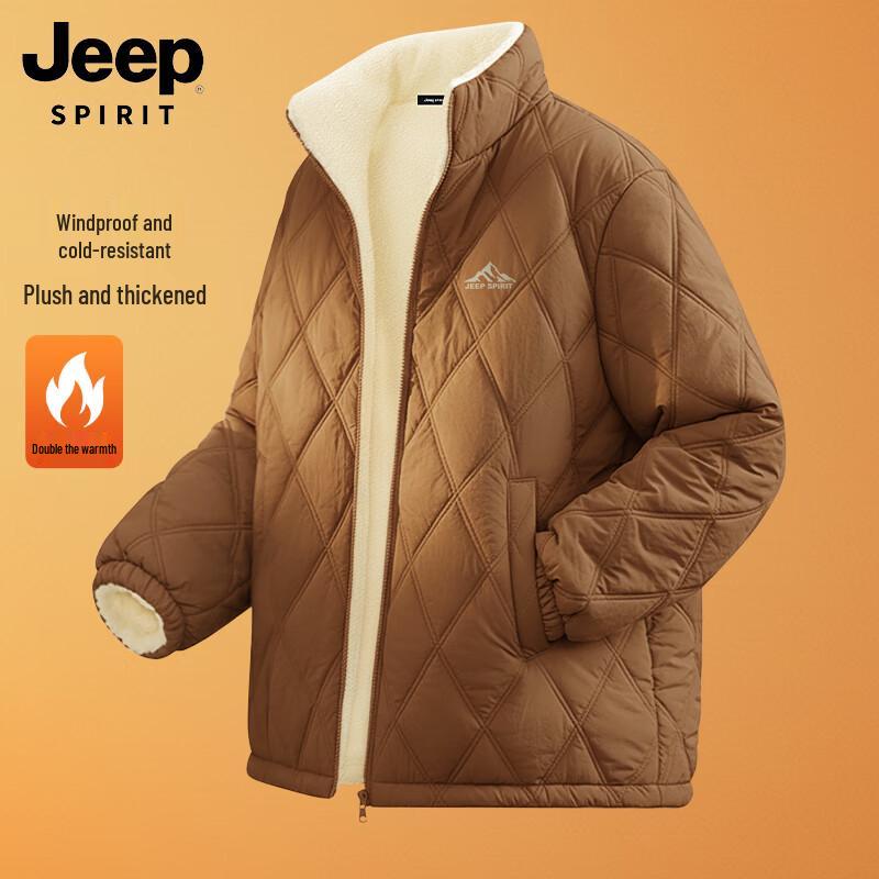 JEEP SPIRIT Men s Stand Collar Fleece-Lined Padded Jacket L