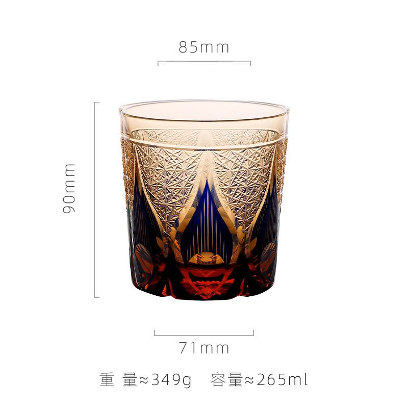 Japanese Hand Carved Edo Kiriko Crystal Glass Whiskey Cup For Men Collectible Barware