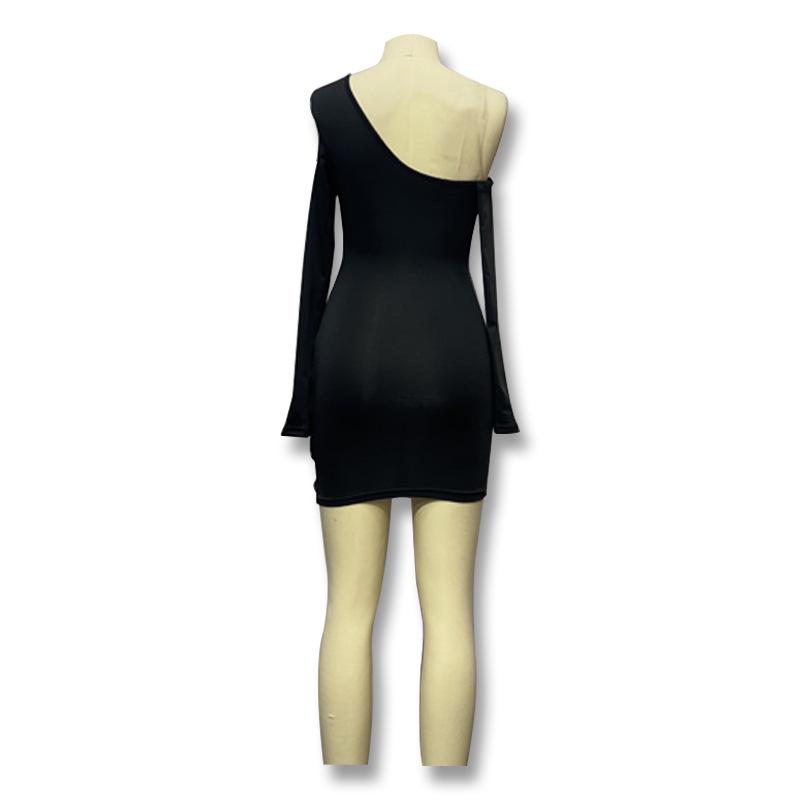 2022 European & American Style Sexy Long-Sleeve Drawstring Hollow Slim Dress