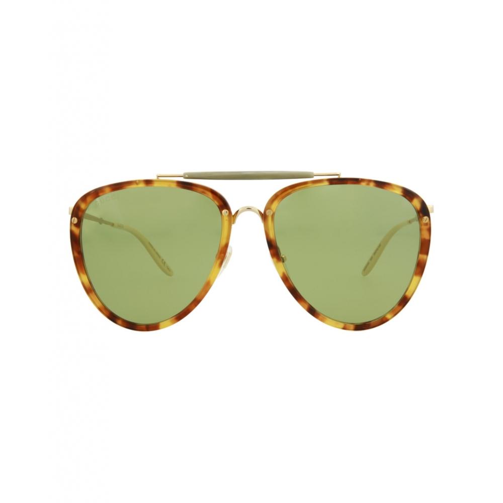 

Солнцезащитные очки Gucci Aviator в ацетатной оправе гавана золотисто-зеленые