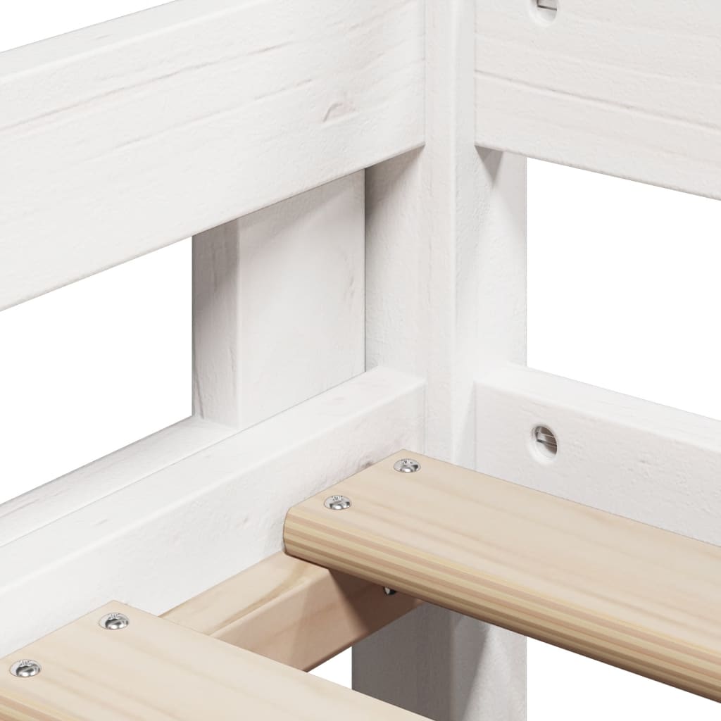 High Bed with Roof White 90 x 190 cm Solid Pine Wood