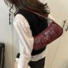 Double Pockets Pu Leather Shoulder Bag Y2k Zipper Handbag Casual Women's Armpit Bag  Commuting