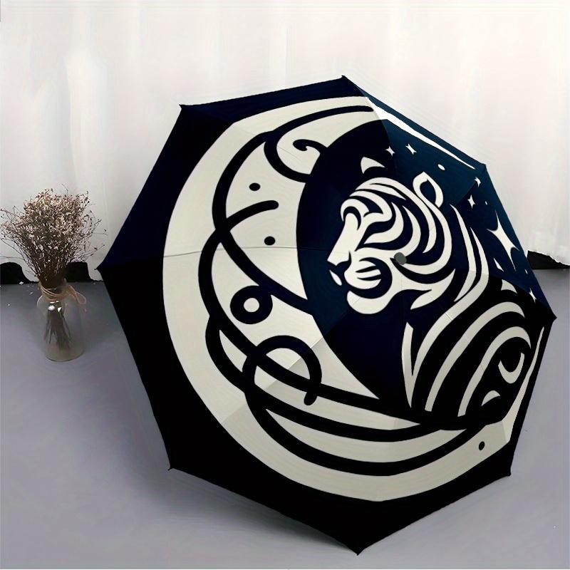 1pc Tiger Moon Automatic Umbrella High Quality Canopy, Portable Folding Umbrella with, Ideal Gift for - Travel, Everyday, Formal Events, Stylish Acces