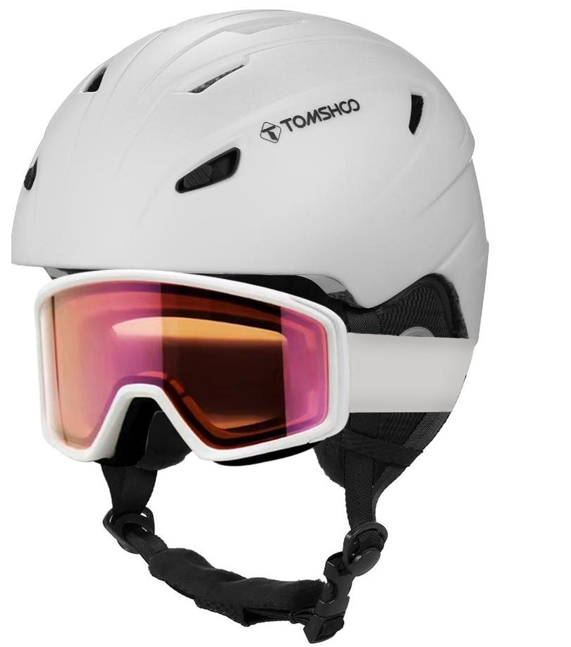 

Комплект лыжного шлема и маски Шлем для сноуборда Очки Подходит для мужчин, женщин и подростков - Ударопрочный M белый