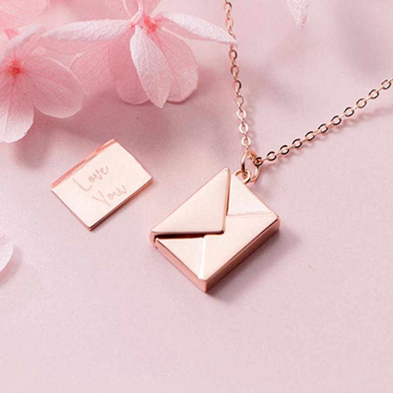 Prívesok z pravého striebra 925, dámsky obálkový prívesok s mileneckým listom Najlepšie darčeky pre priateľku