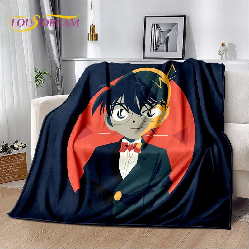 Detektyw Conan Cartoon Anime miękki pluszowy koc, flanelowy koc rzut koc do salonu sypialnia kanapa z funkcją spania narzuta na piknik 3D