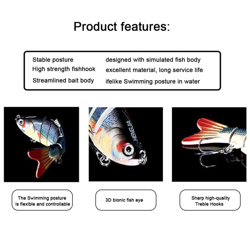 10cm/18g Esca da Pesca 12 Colori Multi-Segmenti Articolata Bionica Esca Artificiale Wobbler Affondanti Pesca