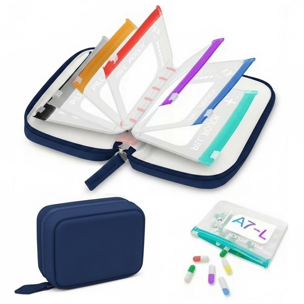 7/14PCS BPA-Free Weekly Pill Organizer Waterproof Pill Pouch Set Vitamin Storage Holder  Outdoor Use