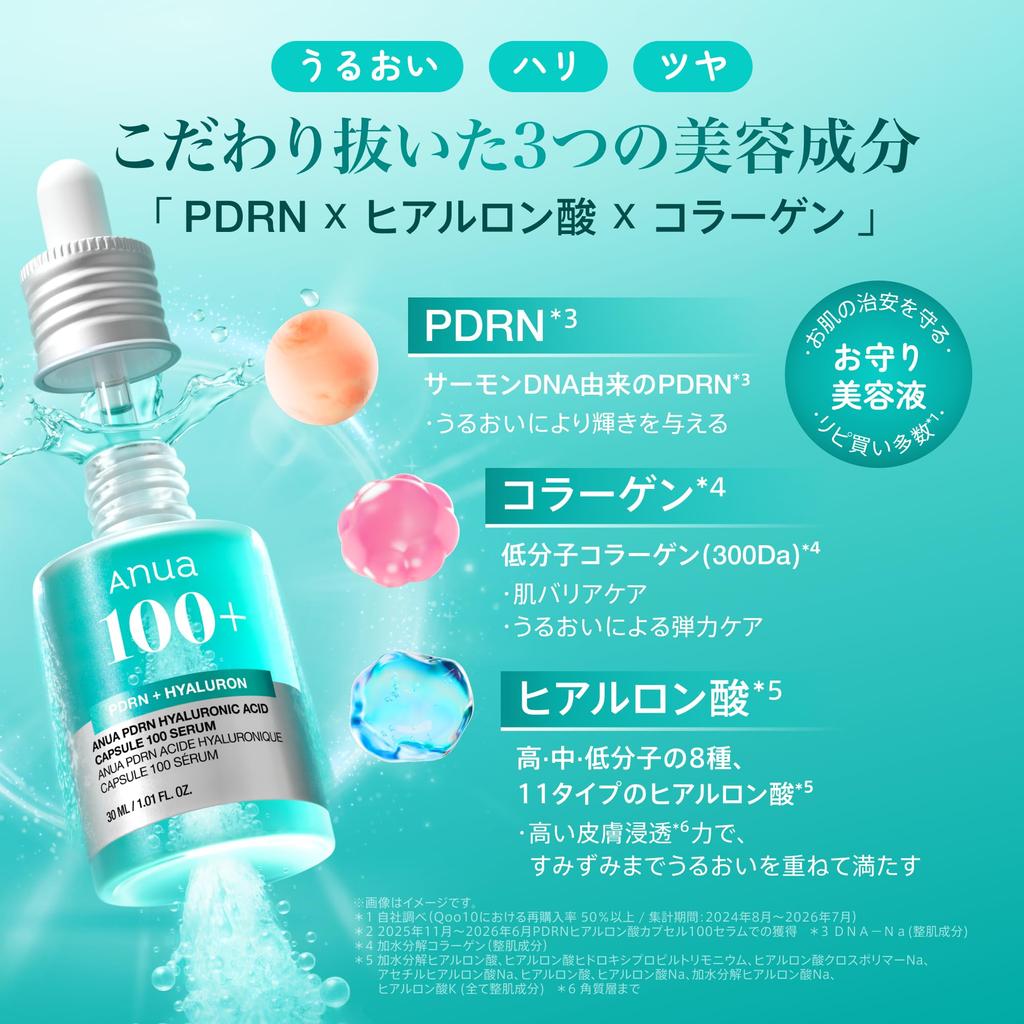 ANUA PDRN Hyaluronic Acid Capsule 100 Serum, 30 mL