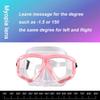 -1.5 To -8.5 Myopia Adults Silicone HD Clear Anti Fog Diving Eyewear Masks Custom For Left Right Eyes Different Degrees
