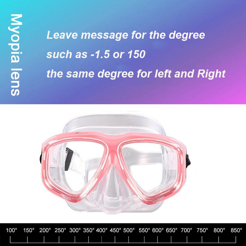 -1.5 To -8.5 Myopia Adults Silicone HD Clear Anti Fog Diving Eyewear Masks Custom For Left Right Eyes Different Degrees