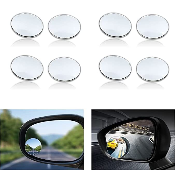 Auxiliary Mirror, Set of 2, Side Mirror, Submirror, Rearview Mirror, Round Shape, 360 Degree