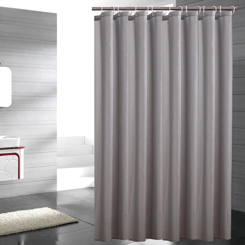 Solid Color Curtain Waterproof  Bath Shower Polyester Modern Curtains for Bathroom Bathtub Bathing Cover Large Wide 12pcs Hooks