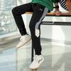 Li-Ning Color Block Cuffed Loose Fit Casual Elastic Knit Sports Pants Men Pants Black Blue AKLTB49-1