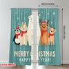 2pcs 2D flat printing Merry Christmas Curtains Cute Christmas Animals Merry New Year Digital Printed Polyester Drapes Party