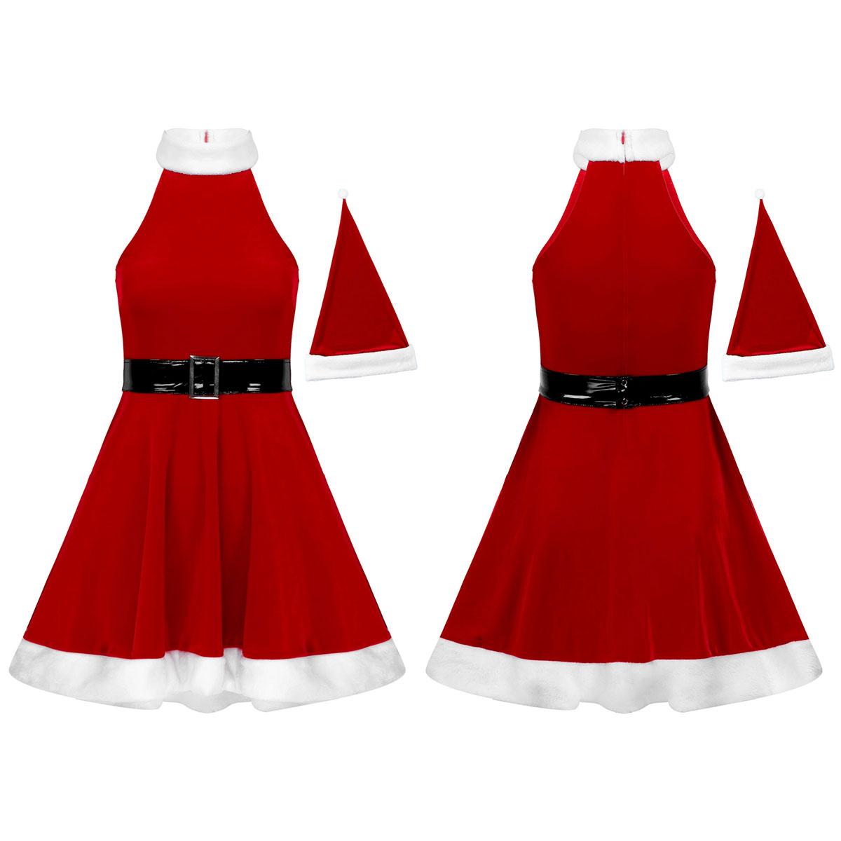 

Женщины миссис. Костюм Санта-Клауса для женщин, элегантное рождественское нарядное платье, наряд S красный