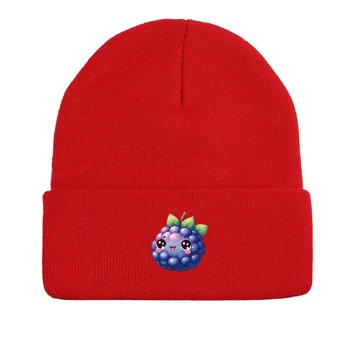 

Cartoon Grape Winter Knit Cap Beanie, Fruit Skull Cap Cuff Autumn Leisure Gorro Knitted Hat Beanie as the picture красный