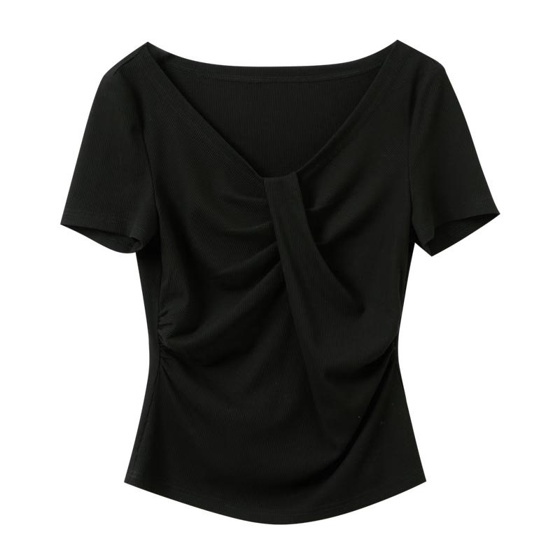 Sancai 2026 Summer V-Neck Short Sleeve T-Shirt XL