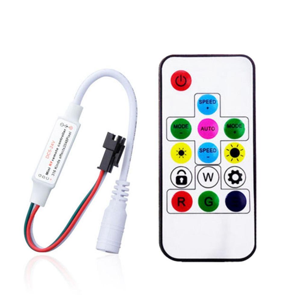WS2811 WS2812B Led pixel Controller USB/DC 14/17/ 21keys RFWith Remote Controller for WS2811 WS2812B SK6812 LED Strip , DC5-24V