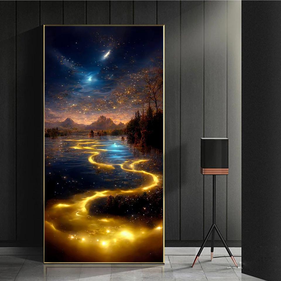 New Arrival 5D Diamond Painting Starry Sky Landscape Full Diamond Mosaic Cross Stitch  Kits Rhinestone DIY Embroidery Home Decor