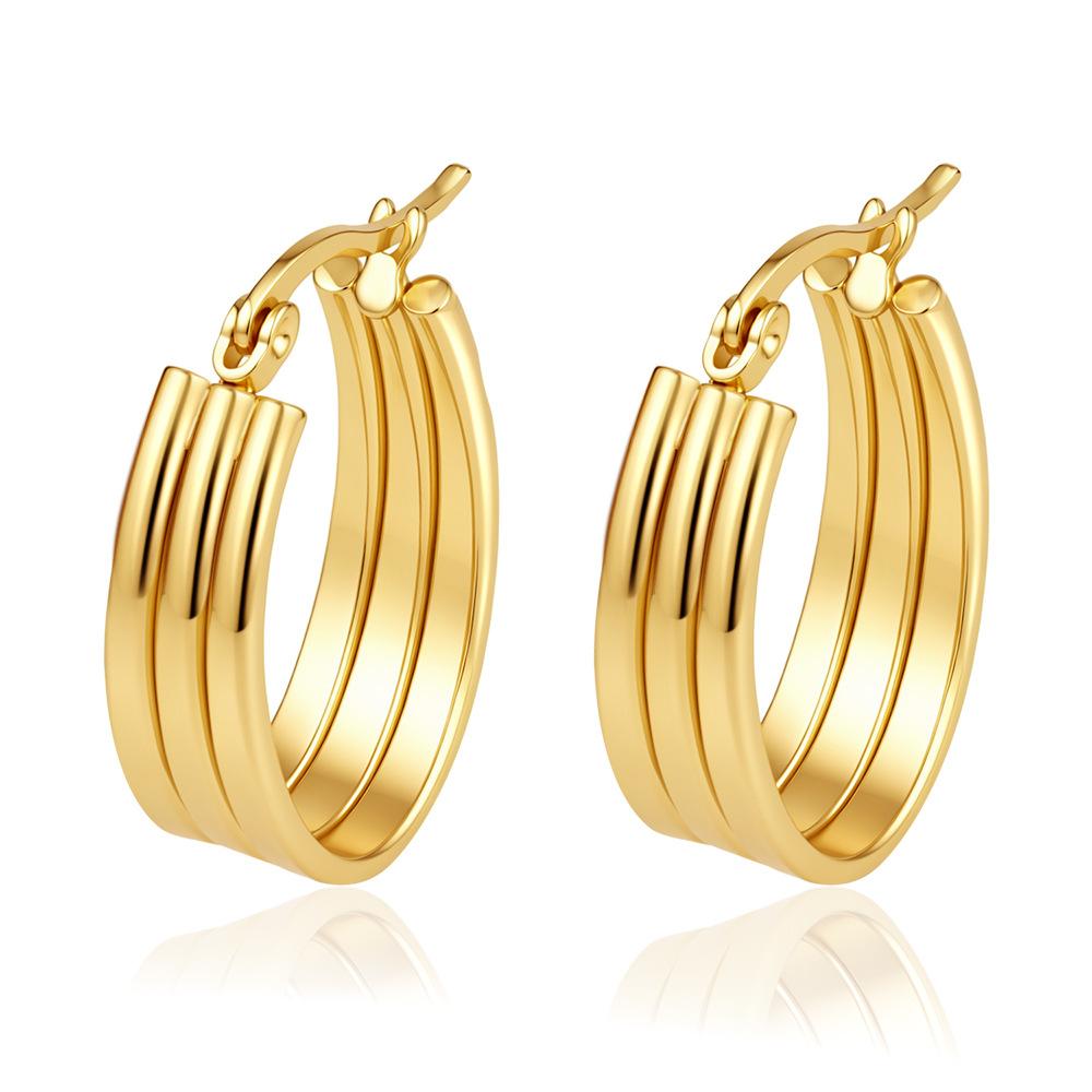 Direct supply multi-layer stainless steel earrings women's trend light luxury versatile earrings plated 18k earrings fashion