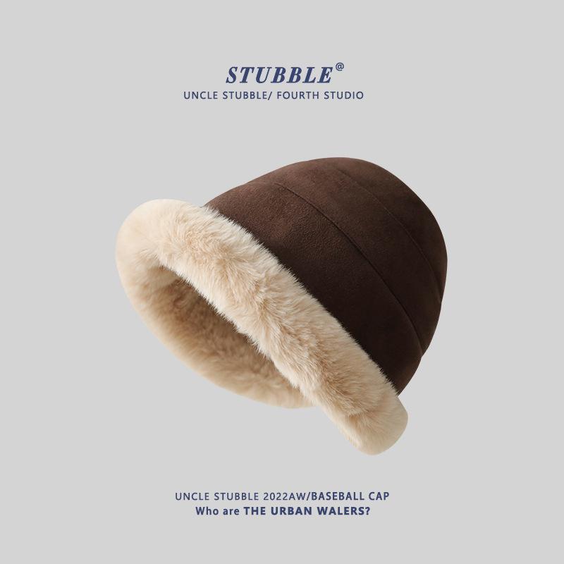 

Утепленная и бархатная теплая шапка-рыбачка, пушистая шапка-маленький тазик, корейский стиль, защита от холода, защита ушей, монгольская шапка для женщин （55-59cm）