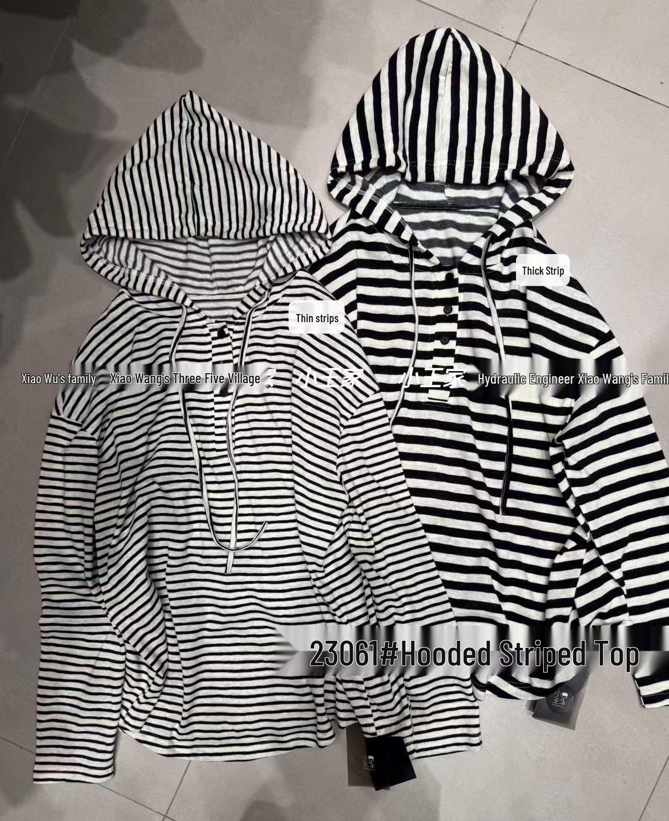 

Худи в полоску в корейском стиле оверсайз для весны от Сяо Вана Narrow Stripes