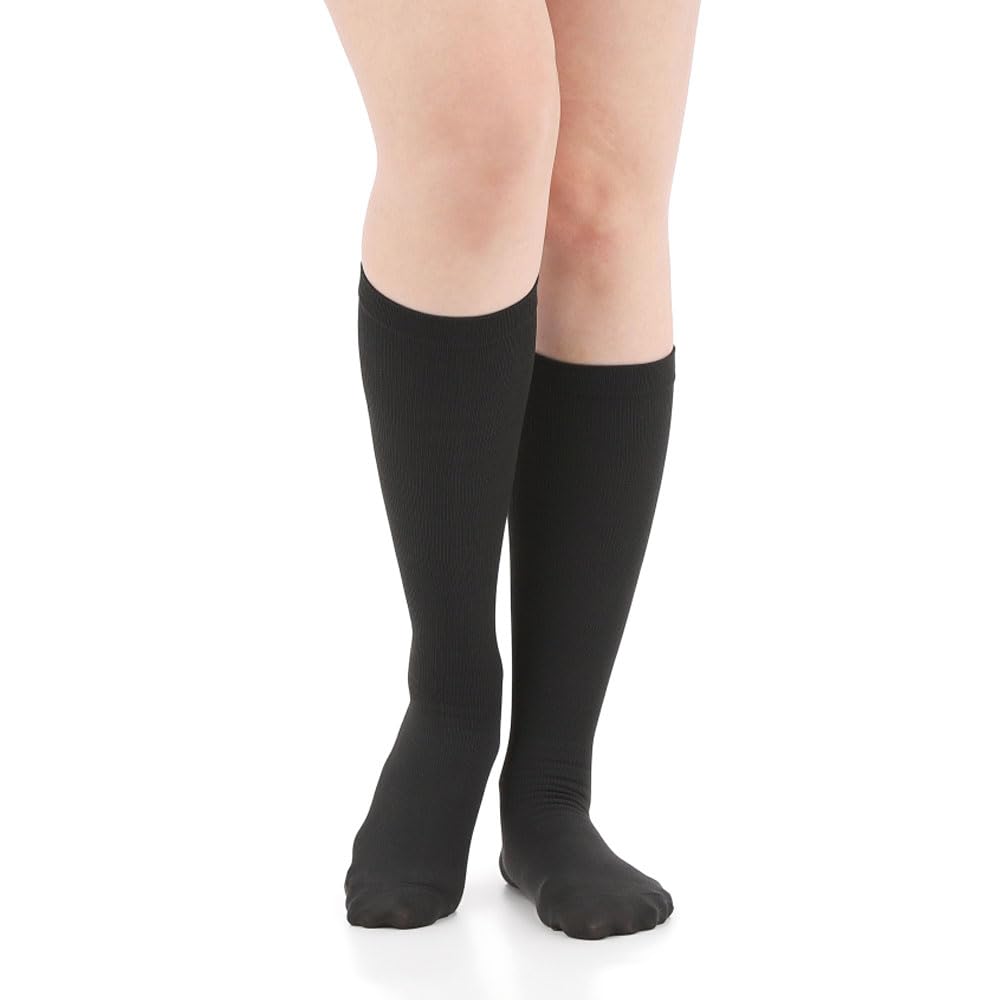 SOCKS Cooling Compression Cool To the Graduated Heatstroke Black M&M Co.,LTD Women's Socks, Knee-High Socks, Touch, Compression, Prevention,