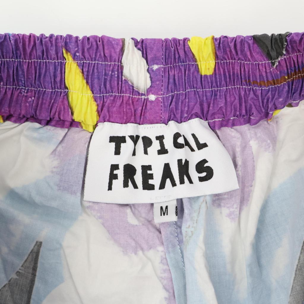 TYPICAL FREAKS TYPICAL FREAKS all-over print cotton wide pants Bottoms M Purple Blue WhiteUsed
