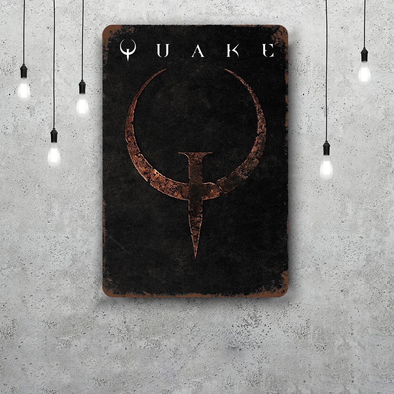 

game Quake Decor Vintage Metal Signs Tin Signs Captain Poster Decor for Bar Pub Club Man Cave Wall Decoration 20x30cm（7.8x11.8inch）