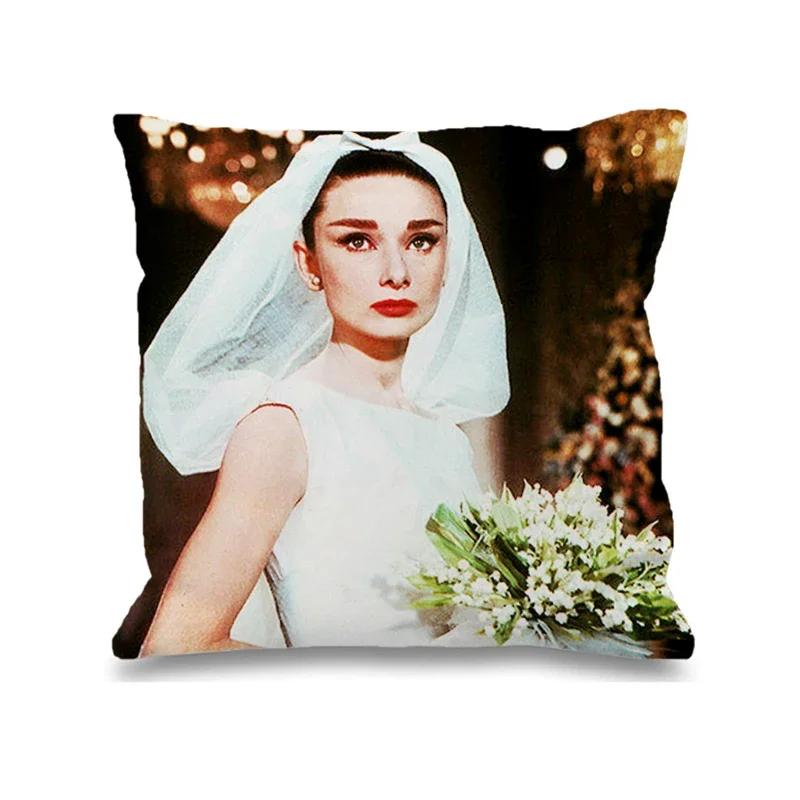 Audrey Hepburn Kissen Stuhlkissen Heim und Dekoration Doppelbettwäsche Kissenbezug Dekor 40x40 Kissenbezüge Dekorative Hülle
