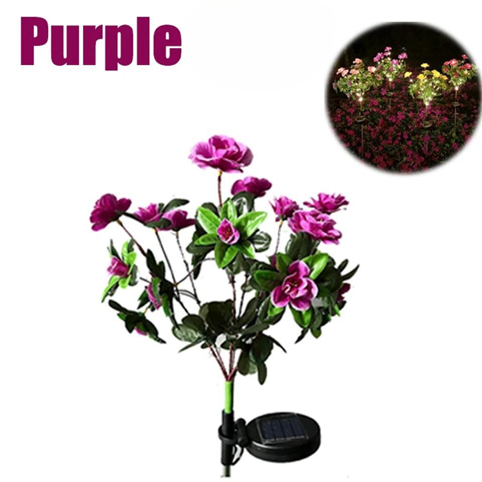 Solar Garden Lights Outdoor Decorative Solar Garden Lights with 7 Azalea  Flowers, LED Waterproof Solar Powered Garden Light