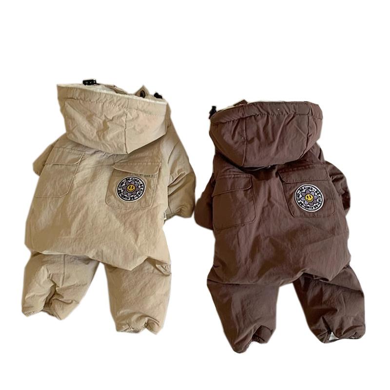 Autumn and Winter Dog Small and Medium Dog Friendly Sunflower Hooded Four-legged Cotton Coat Cat Thickened Warm Pet Clothing