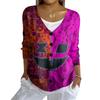 Women's Fashion Casual Knit Sweater Button-Up Halloween Printed  Cardigan Jacket