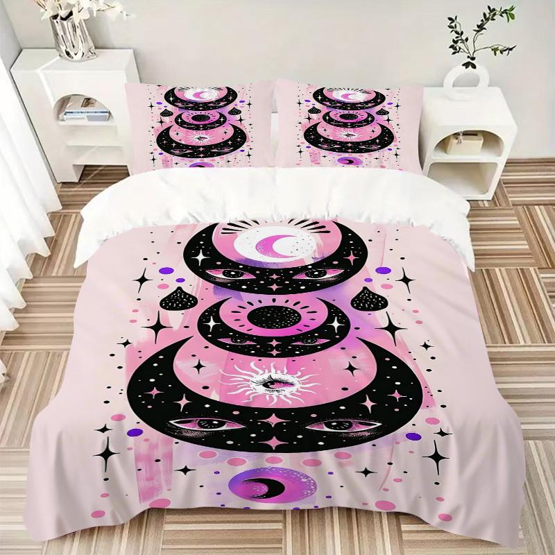 3pcs Moon Eyes Bedding Set, Includes Without Pillow Inserts, Soft Comfortable Bedding Set,All-Season Use a0924081