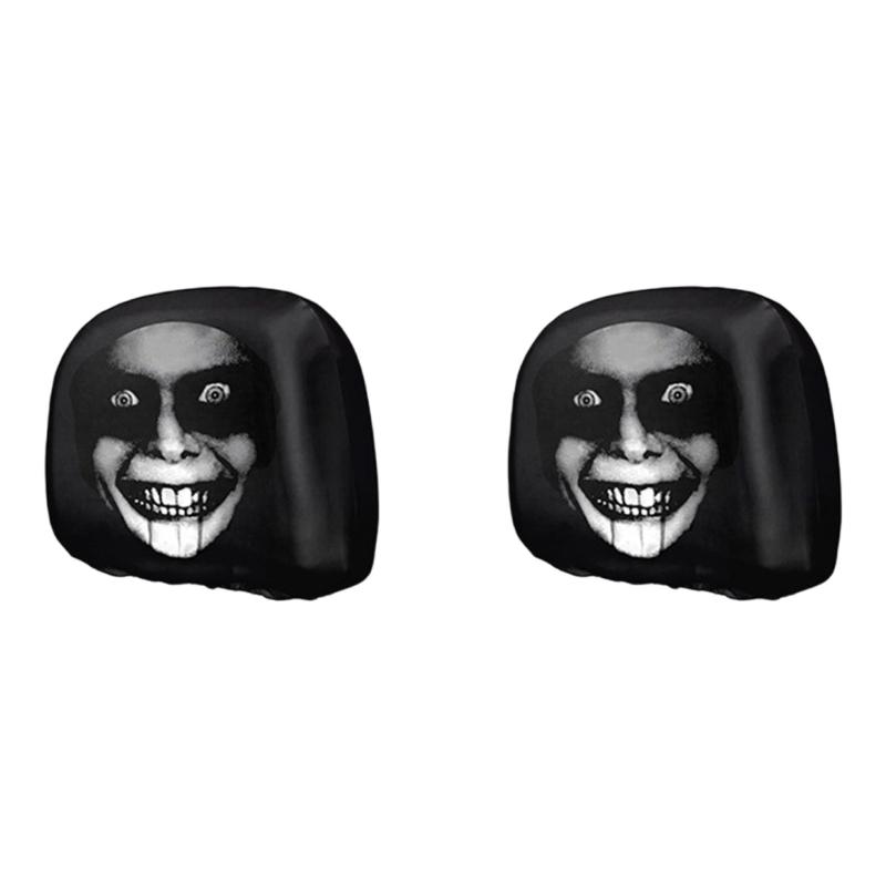 Stretch Car Headrest Cover Set 2 Pack, Visual Cabin Covers for Dust Care and Horror Theme Vehicle Decoration Update